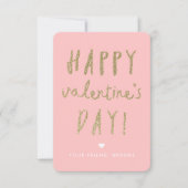 金ゴールドグリッター教室ハッピーバレンタインデー 招待状 (正面)