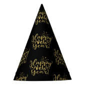 金ゴールドグリッター文字パターンハッピーニューイヤー パーティーハット (正面)