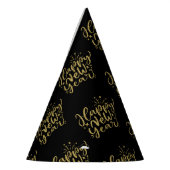 金ゴールドグリッター文字パターンハッピーニューイヤー パーティーハット (左)