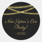 金ゴールドグリッター文字列 | 大晦日パーティー ラウンドシール (正面)