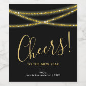金ゴールドグリッター文字列 |新年の応援 ワインラベル (シングルラベル)
