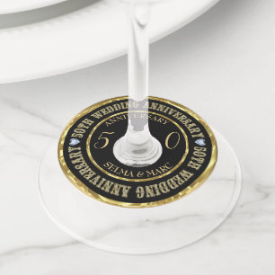 金ゴールドグリッター文字 ワイングラスタグ