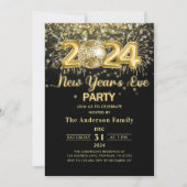 金ゴールドグリッター新年のイブパーティー2024 招待状 (正面)