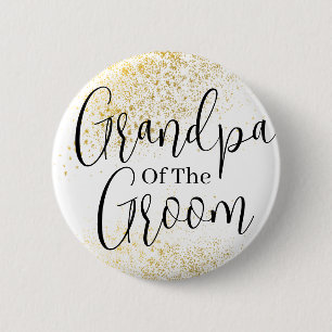 金ゴールドグリッター新郎結婚のボタン 缶バッジ