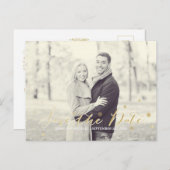 金ゴールドグリッター日付の保存 案内ポストカード (正面/裏面)