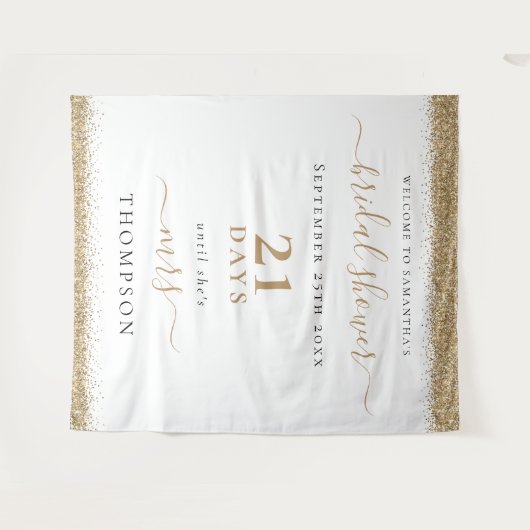 金ゴールドグリッター日結婚の歓迎ブライダルシャワー タペストリー (正面(横))