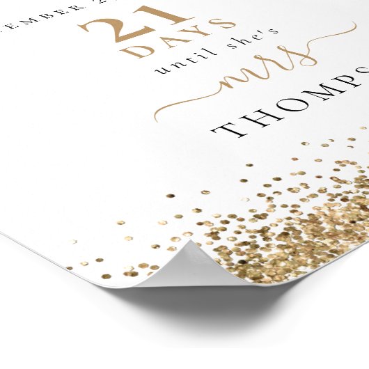 金ゴールドグリッター日結婚の歓迎ブライダルシャワー ポスター (角)