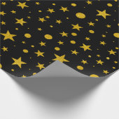 金ゴールドグリッター星とドット ラッピングペーパー (角)
