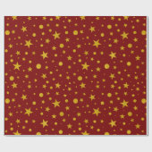 金ゴールドグリッター星とドット ラッピングペーパー (フラット)
