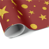 金ゴールドグリッター星とドット ラッピングペーパー (ロールコーナー)