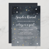 金ゴールドグリッター星の水の色の性別を明らかにする 招待状 (正面/裏面)