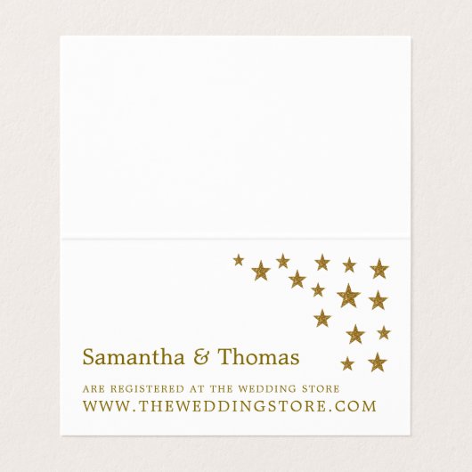 金ゴールドグリッター星ギフトレジストリカード 名刺 (内部フラット)
