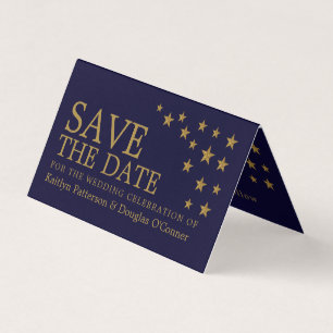 金ゴールドグリッター星写真Save The Date Card 名刺