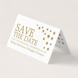 金ゴールドグリッター星写真Save The Date Card 名刺