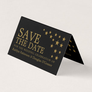 金ゴールドグリッター星写真Save The Date Card 名刺