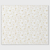 金ゴールドグリッター星、白と金ゴールド ラッピングペーパー (フラット)