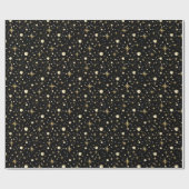 金ゴールドグリッター星、黒と金ゴールド ラッピングペーパー (フラット)