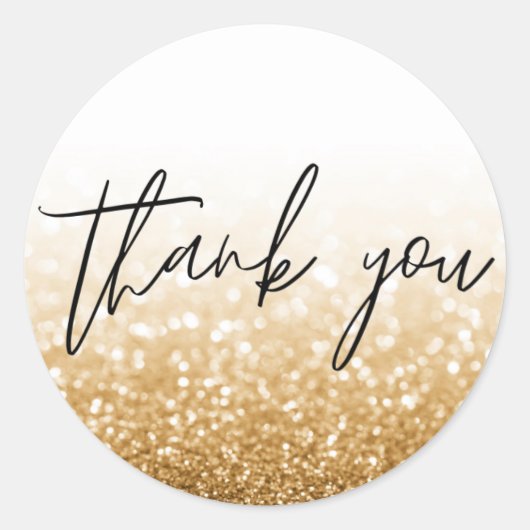金ゴールドグリッター書道ありがとう ラウンドシール (正面)