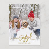 金ゴールドグリッター書道写真クリスマスホリデー ポストカード (正面)