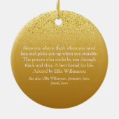 金ゴールドグリッター最高のおもしろい夫の定義 セラミックオーナメント (裏面)