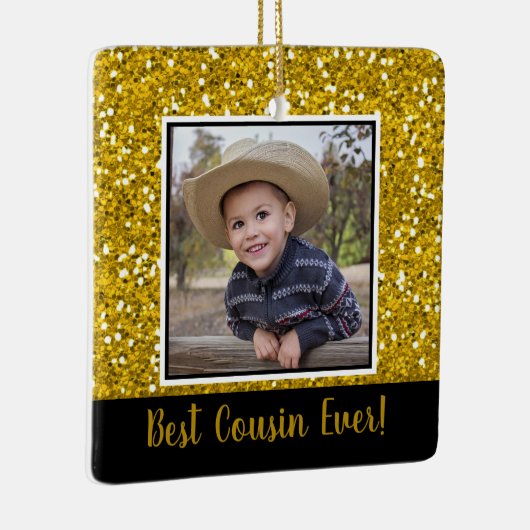 金ゴールドグリッター最高のイシズエバークリスマス セラミックオーナメント (右)