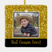 金ゴールドグリッター最高のイシズエバークリスマス セラミックオーナメント (正面)