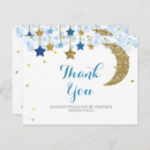金ゴールドグリッター月モダンサンキューカード。 サンキューカード (正面/裏面)