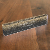 金ゴールドグリッター机用ネームプレートブラック デスクネームプレート (側面)