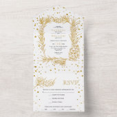 金ゴールドグリッター松と紙吹雪冬の結婚式 オールインワン招待状 (内側)