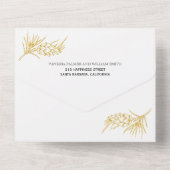 金ゴールドグリッター松のフレーム常緑冬の結婚式a オールインワン招待状 (裏面)