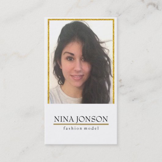 金ゴールドグリッター枠および写真 名刺 (正面)