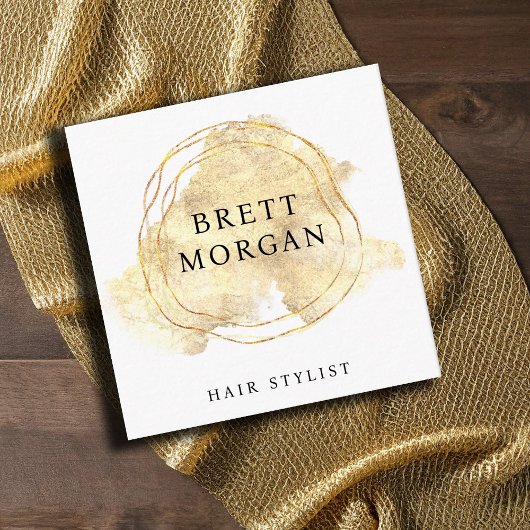 金ゴールドグリッター水カラスプラッシュ美容師 スクエア名刺