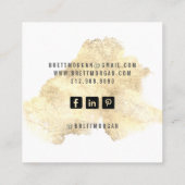 金ゴールドグリッター水カラスプラッシュ美容師 スクエア名刺 (裏面)