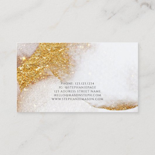 金ゴールドグリッター水彩抽象芸術名刺 コーリングカード (裏面)