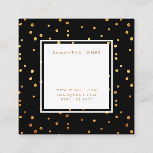 金ゴールドグリッター水玉模様モダンインテリア設計者 スクエア名刺 (裏面)