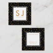 金ゴールドグリッター水玉模様モダンインテリア設計者 スクエア名刺 (正面/裏面)