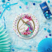 金ゴールドグリッター水玉模様ユニコーンバースデーパーティー ペーパープレート (パーティー)