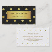 金ゴールドグリッター水玉模様-トレンディー白黒 名刺 (正面/裏面)