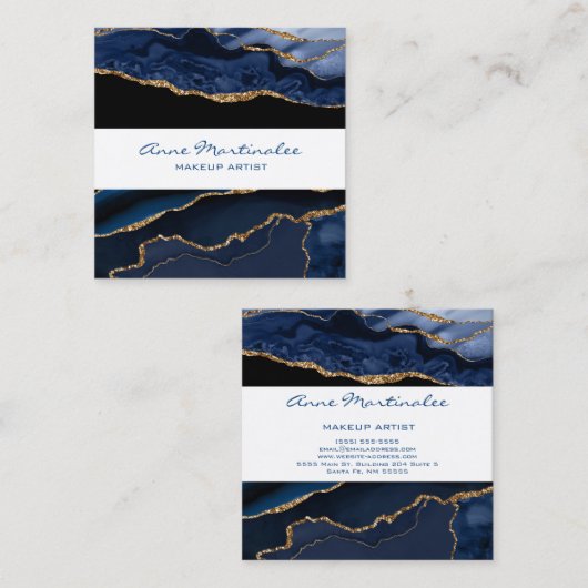 金ゴールドグリッター海軍アゲートスクエア名刺 スクエア名刺 (正面/裏面)