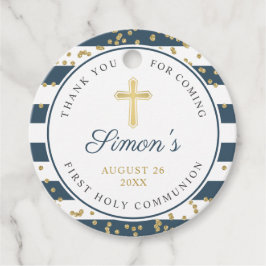 金ゴールドグリッター海軍ストライプ第1聖餐式 フェイバータグ