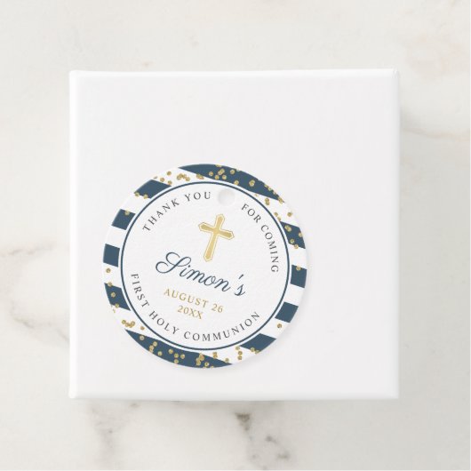 金ゴールドグリッター海軍ストライプ第1聖餐式 フェイバータグ (インサイチュ)