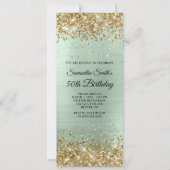 金ゴールドグリッター淡い色のミントフォイル50誕生日 招待状 (正面)