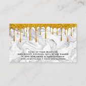 金ゴールドグリッター滴 |ウィスク |大理石モダン石 名刺 (裏面)