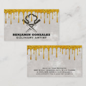 金ゴールドグリッター滴 | シェフハットナイフ 名刺 (正面/裏面)