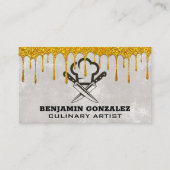 金ゴールドグリッター滴 | シェフハットナイフ 名刺 (正面)