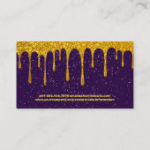 金ゴールドグリッター滴 |パープルグリッター |ポーランド爪、 ネイル 名刺 (裏面)