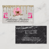 金ゴールドグリッター滴 | ペストリー・カップケーキ 名刺 (正面/裏面)