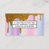 金ゴールドグリッター滴 |レインボーブレンドの背景 名刺 (裏面)