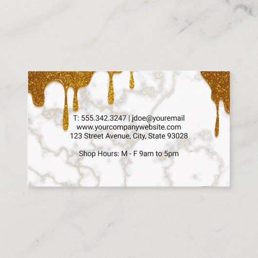 金ゴールドグリッター滴 |大理石とウィスク 名刺 (裏面)