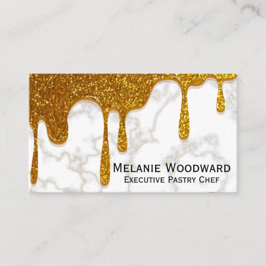 金ゴールドグリッター滴 |大理石とウィスク 名刺 (正面)